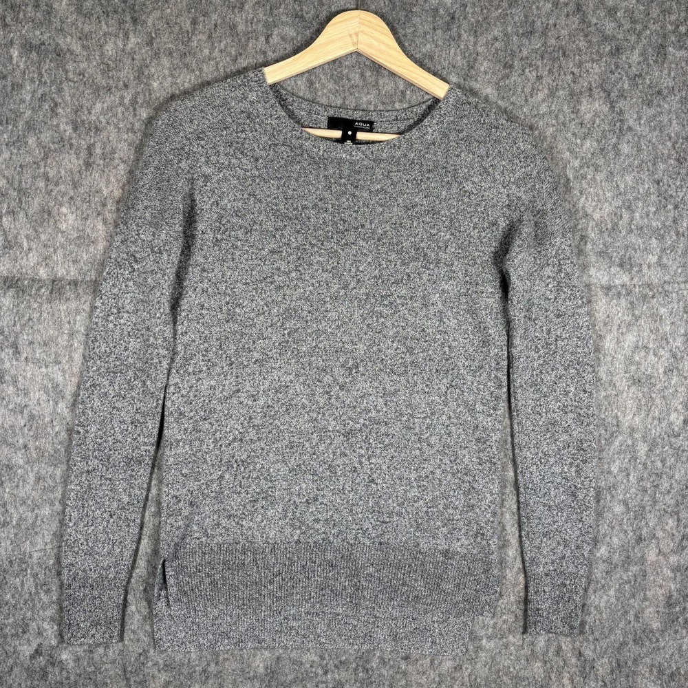 100% Cashmere Aqua Sweater Women's XS Gray Knit Preppy Soft Luxury Refined
